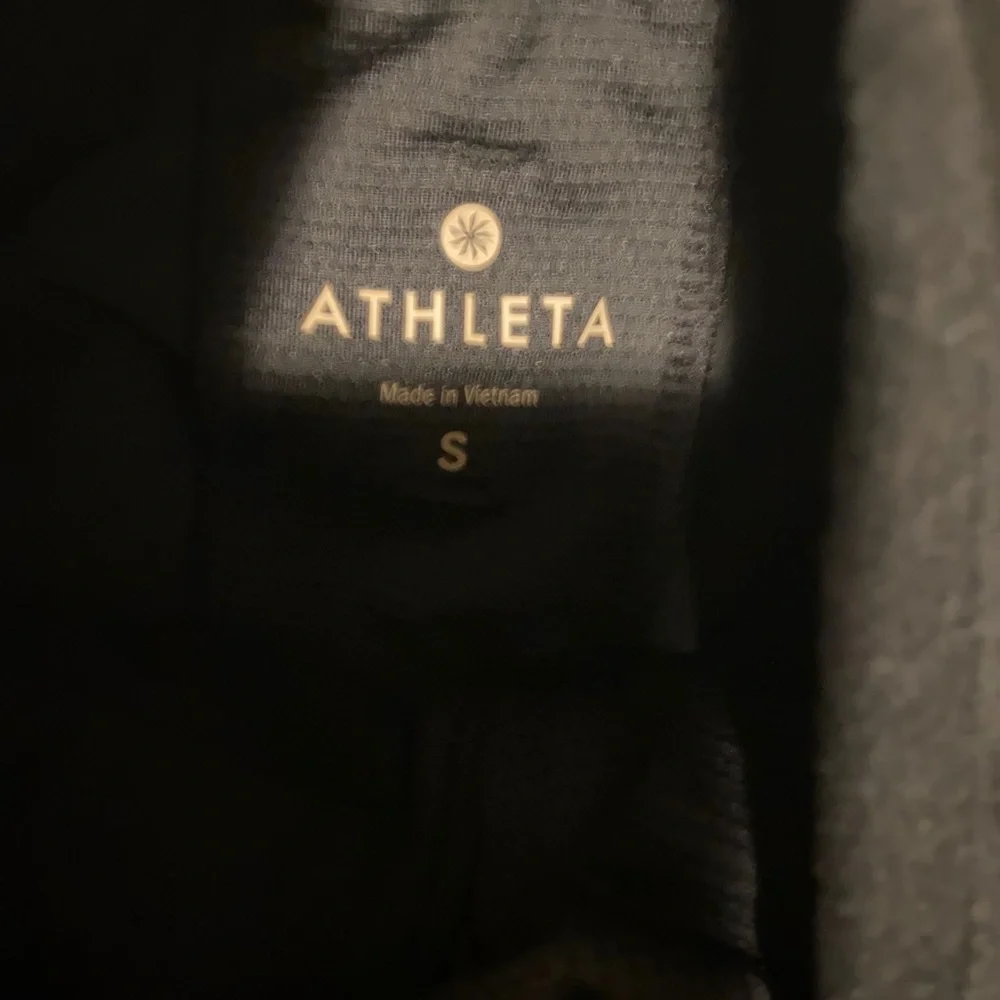 Athleta Plush Tech Mesh Detail Black Athletic 1/2 Zip Pullover Jacket Black Sz S